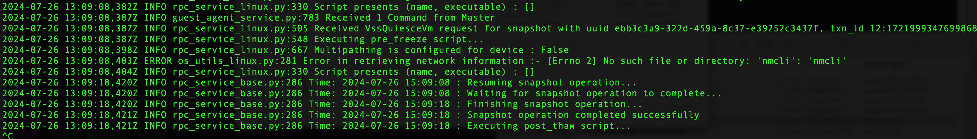 Log trace execution