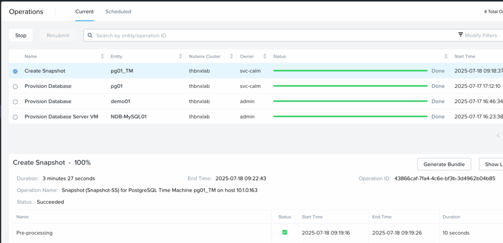 NDB Snapshot Execution
