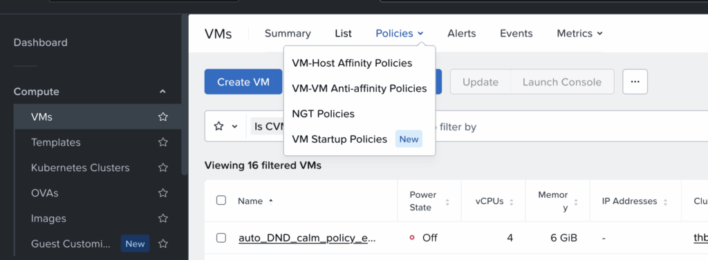 VM Startup policy